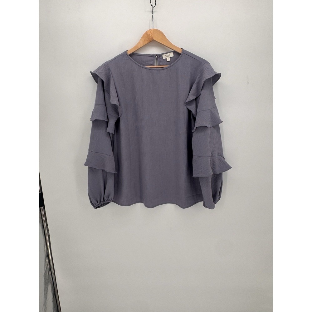 Oddy Purple Ruffle Top Blouse‎  Size Small Boho Chic Fairy Whimsy Long Sleeve